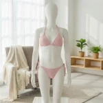 Hanging Neck Solid Color Bikini Set - Image 6