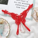 Butterfly Lace Pearl Thong Panty - Image 9