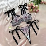 Butterfly Mesh Embroidery Women’s Erotic Lingerie Set - Image 4