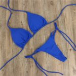 Hanging Neck Solid Color Bikini Set - Image 9