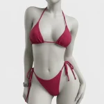 Hanging Neck Solid Color Bikini Set