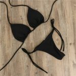 Hanging Neck Solid Color Bikini Set - Image 12