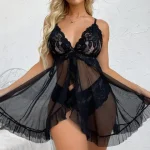 Feminine V Neck Lace Sexy Intimates Suspenders - Image 2