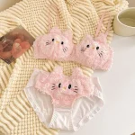 Gothic Kitten Plush Half Cup Seamless Bra Panty Set - Image 3
