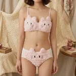 Gothic Kitten Plush Half Cup Seamless Bra Panty Set - Image 2