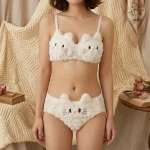 Gothic Kitten Plush Half Cup Seamless Bra Panty Set