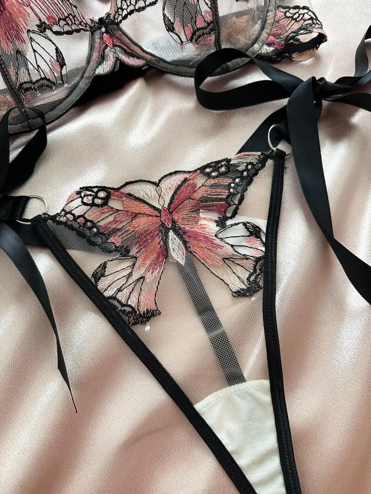Butterfly Mesh Embroidery Women’s Erotic Lingerie Set - Image 7