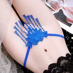 Hollow Out Embroidered pearl Thong Panty