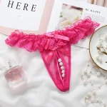Lace Crotchless Pearl Thong Panty - Image 5