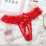 Lace Crotchless Pearl Thong Panty - Image 6