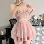 Lace Embroider Suspender Skirt Nightgown
