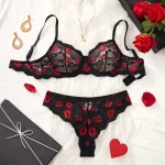 Luxury Valentine Lace Lip Embroidered Sexy Lingerie - Image 8