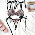 Butterfly Mesh Embroidery Women’s Erotic Lingerie Set