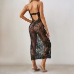 Sexy Lace Bow Long Skirt Embroidered Suspenders Suit - Image 3