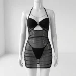 Sexy Mesh See-Through Hollow Hip Skirt Nightgown - Image 11