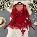 Summer Y2K 2 Piece Patchwork Mesh Mini Dress Set - Image 3