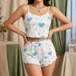 Two Pieces Short Tank Tops And Shorts Sleepwear Set - Image 2