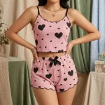 Two Pieces Short Tank Tops And Shorts Sleepwear Set - Image 3
